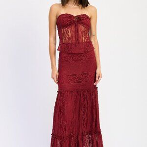 Red Lace Maxi Skirt
